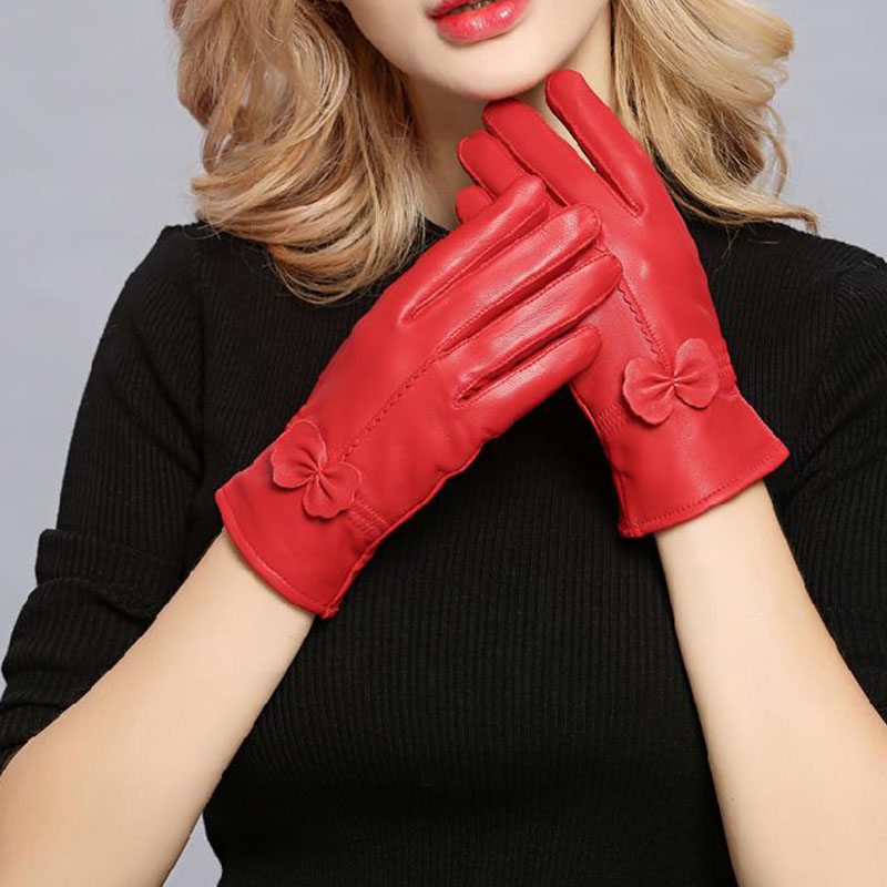 Wool Glove Lined - Wanita Kulit Asli Musim Dingin Hangat