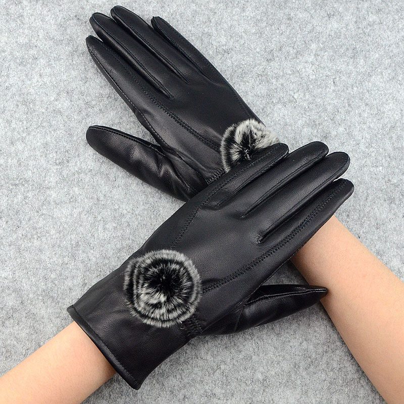 Wool Glove Lined - Wanita Kulit Asli Sarung Tangan dengan