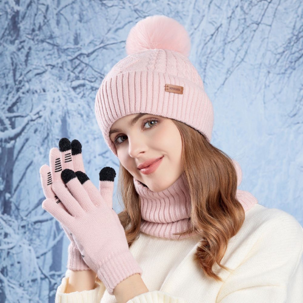 Wool Glove Lined - 3pcs Set Topi Syal Sarung Tangan