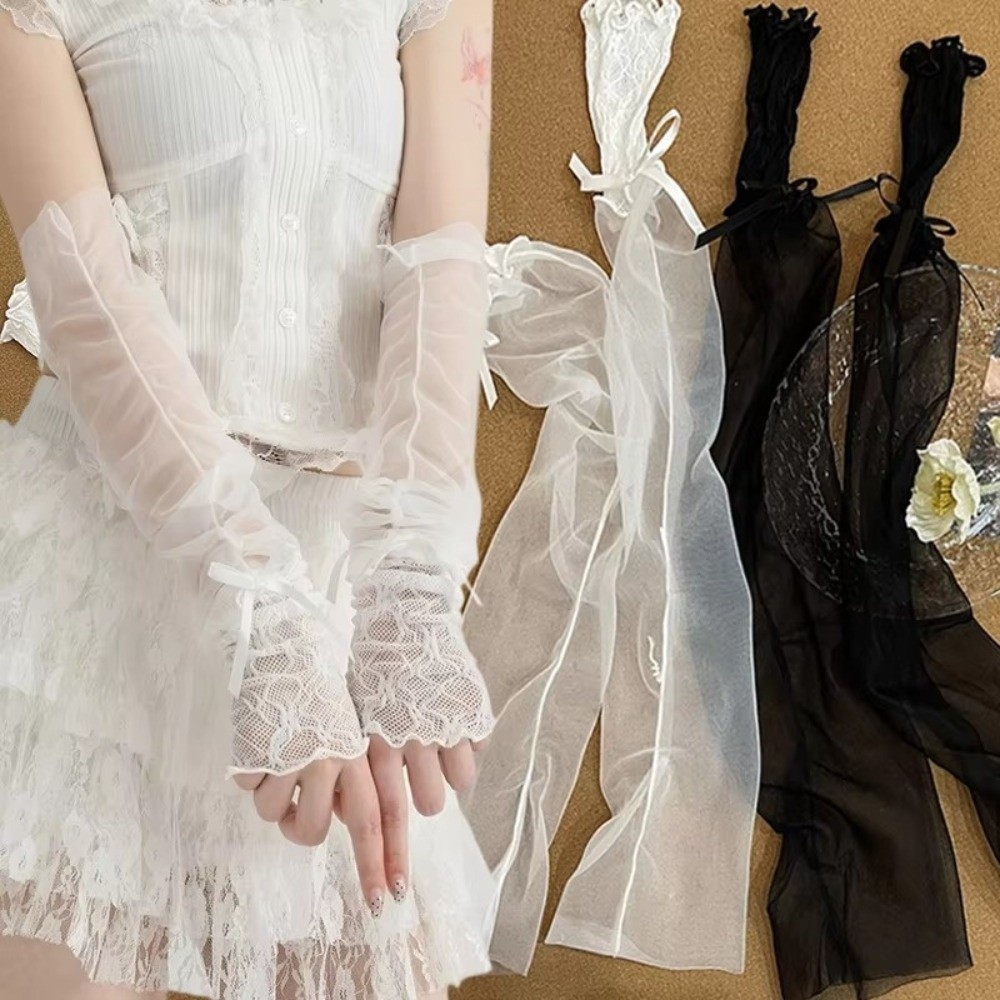 Fingerless Glove Knit - Sarung Tangan Jaring Renda Y2K dengan