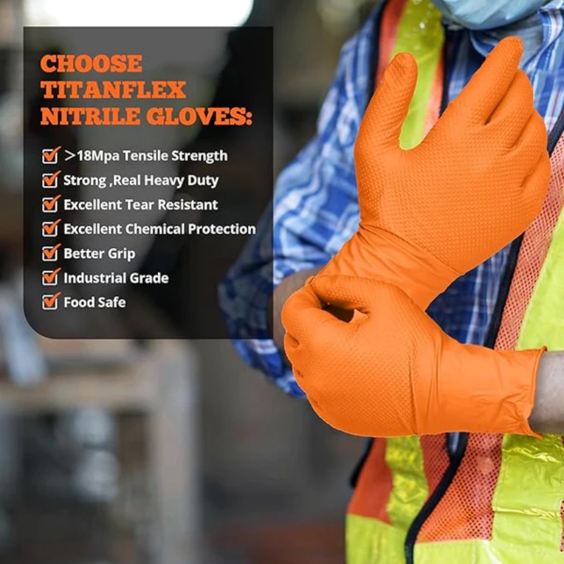 Sarung Tangan Nitril Oranye He - Nitrile Mechanic Glove ulasan dan harga